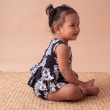 Black Mauna Lani Ruffle Tank Romper