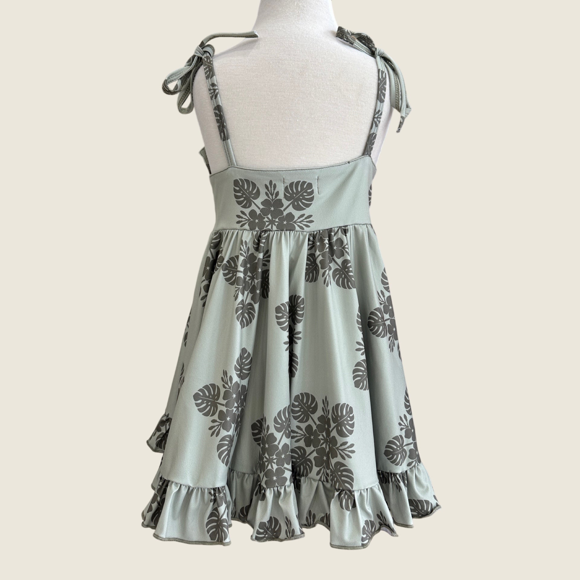 Green Aina Quilt Shoulder Tie Dress