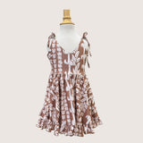 Brown Lei Shoulder Tie Dress