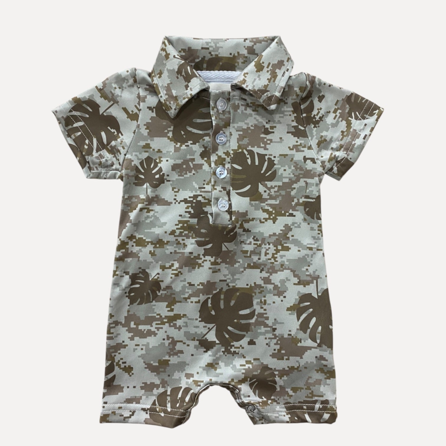 Digital Camo Monstera Collared Jumpsuit