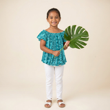 Teal Lei Baby Doll Top