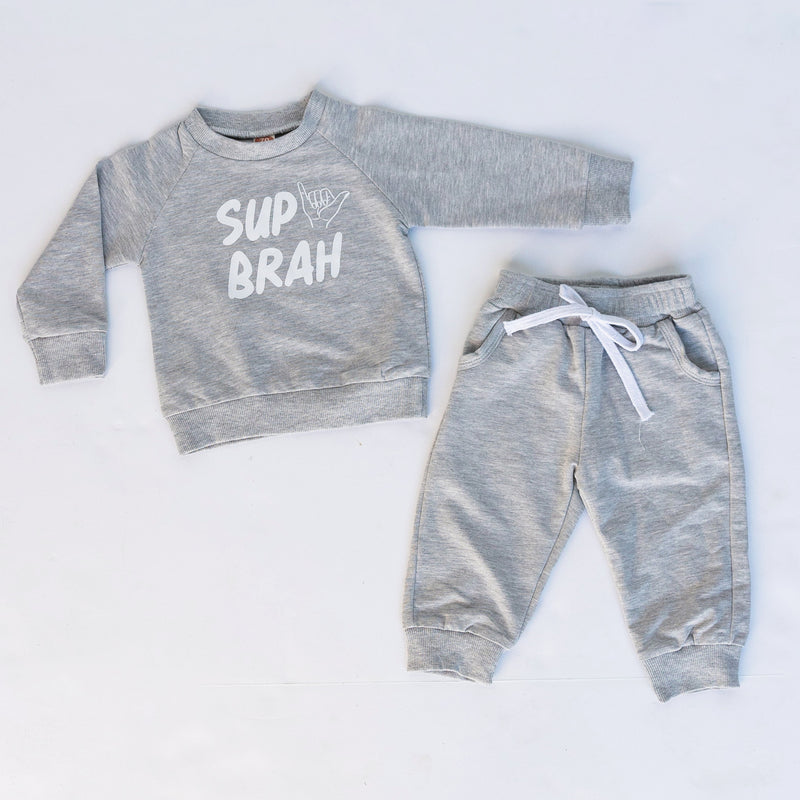 Sup Brah Grey pull over Sweater set