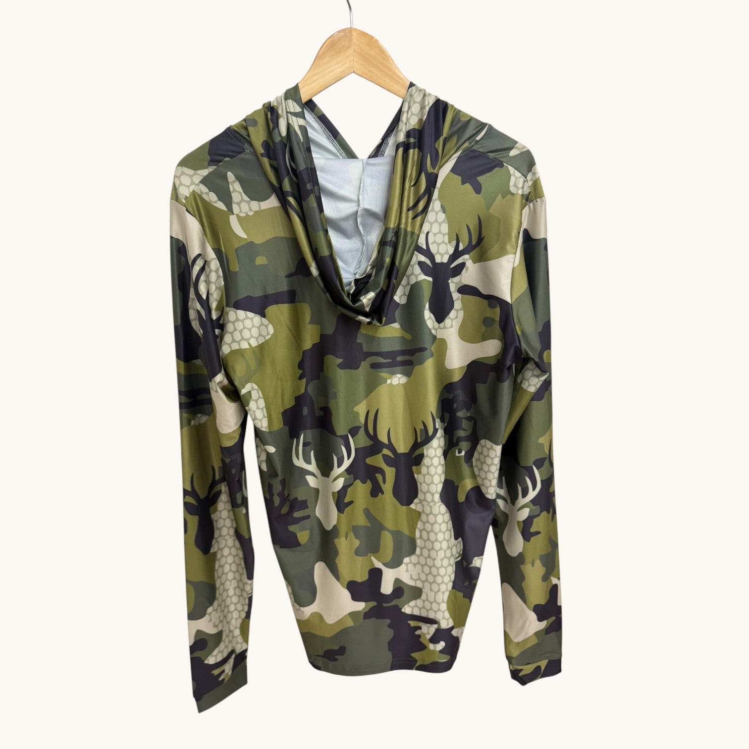 Adult Island Camo Stag Dri Fit Hooded Long Sleeve Tee - Sweet Sweet Honey Hawaii