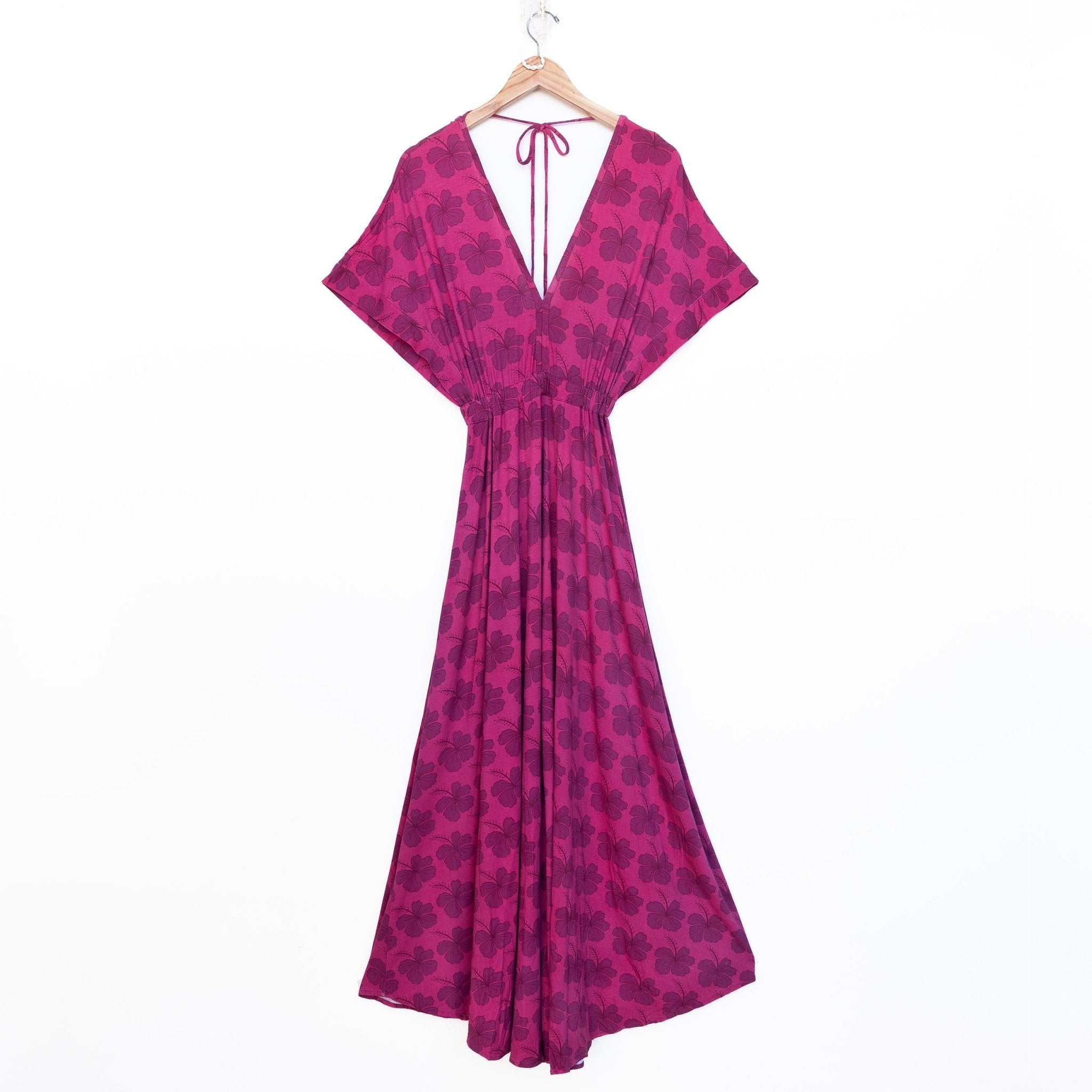 Berry Hibiscus Women's Maxi Dress - Sweet Sweet Honey Hawaii