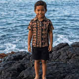 Black/Brown Lei collared shirt - Sweet Sweet Honey Hawaii