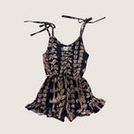 Black/Brown Lei New Tie Romper - Sweet Sweet Honey Hawaii
