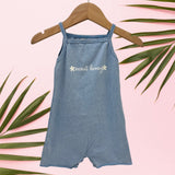 Blue acid Wash Sweet honey logo thin strap Romper - Sweet Sweet Honey Hawaii