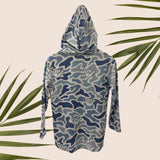 Blue Camo Shaka Dri Fit hooded Long sleeve - Sweet Sweet Honey Hawaii