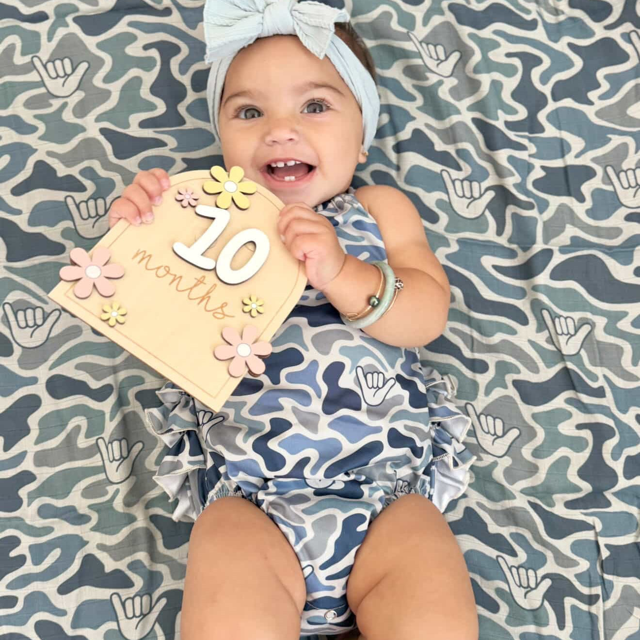 Blue Camo Shaka Ruffle Halter Romper - Sweet Sweet Honey Hawaii