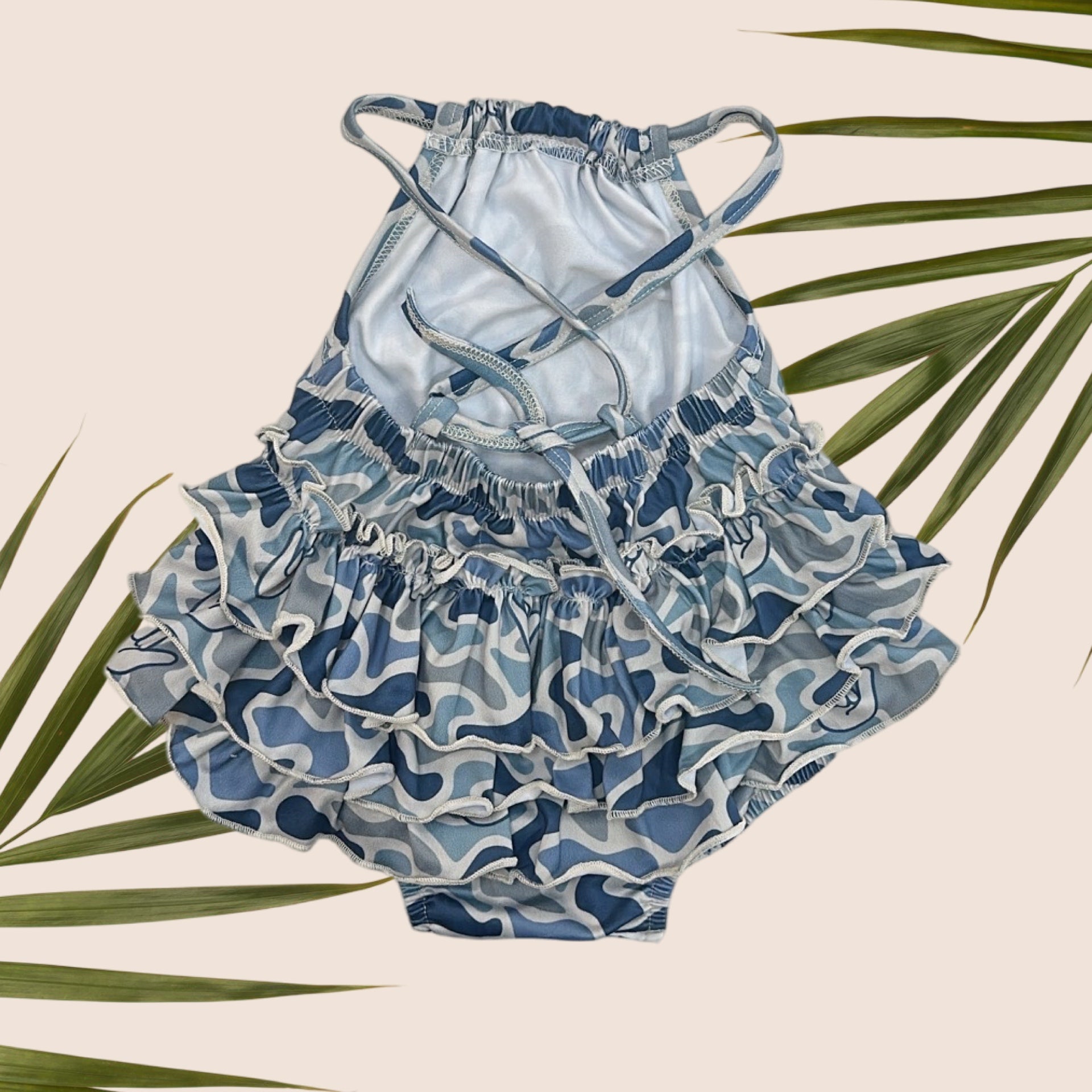 Blue Camo Shaka Ruffle Halter Romper - Sweet Sweet Honey Hawaii