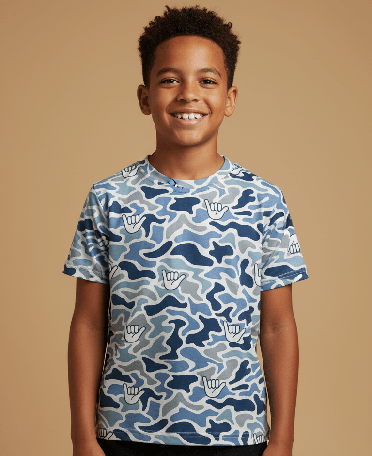 Blue Camo Shaka T-shirt - Sweet Sweet Honey Hawaii
