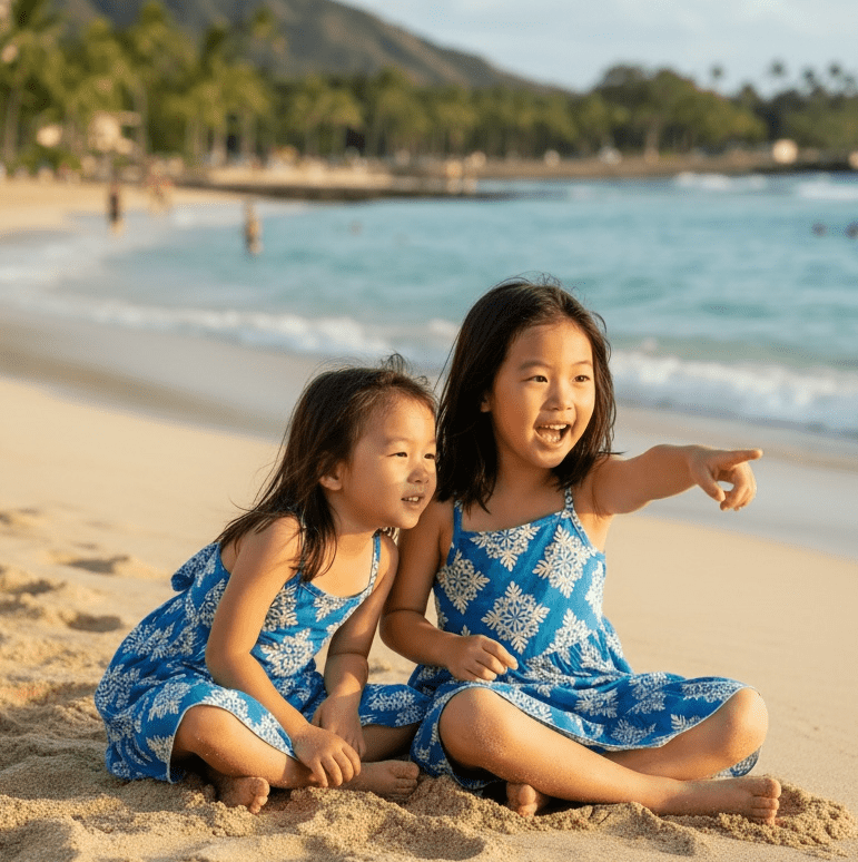 Blue Heritage Quilt Mila Dress - Sweet Sweet Honey Hawaii