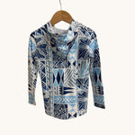 Blue Tropical Kapa Dri Fit hooded Long sleeve - Sweet Sweet Honey Hawaii