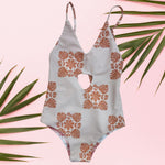 Blush heirloom/Cheetah Hibiscus Peek - a - Boo reversible Swimsuit - Sweet Sweet Honey Hawaii