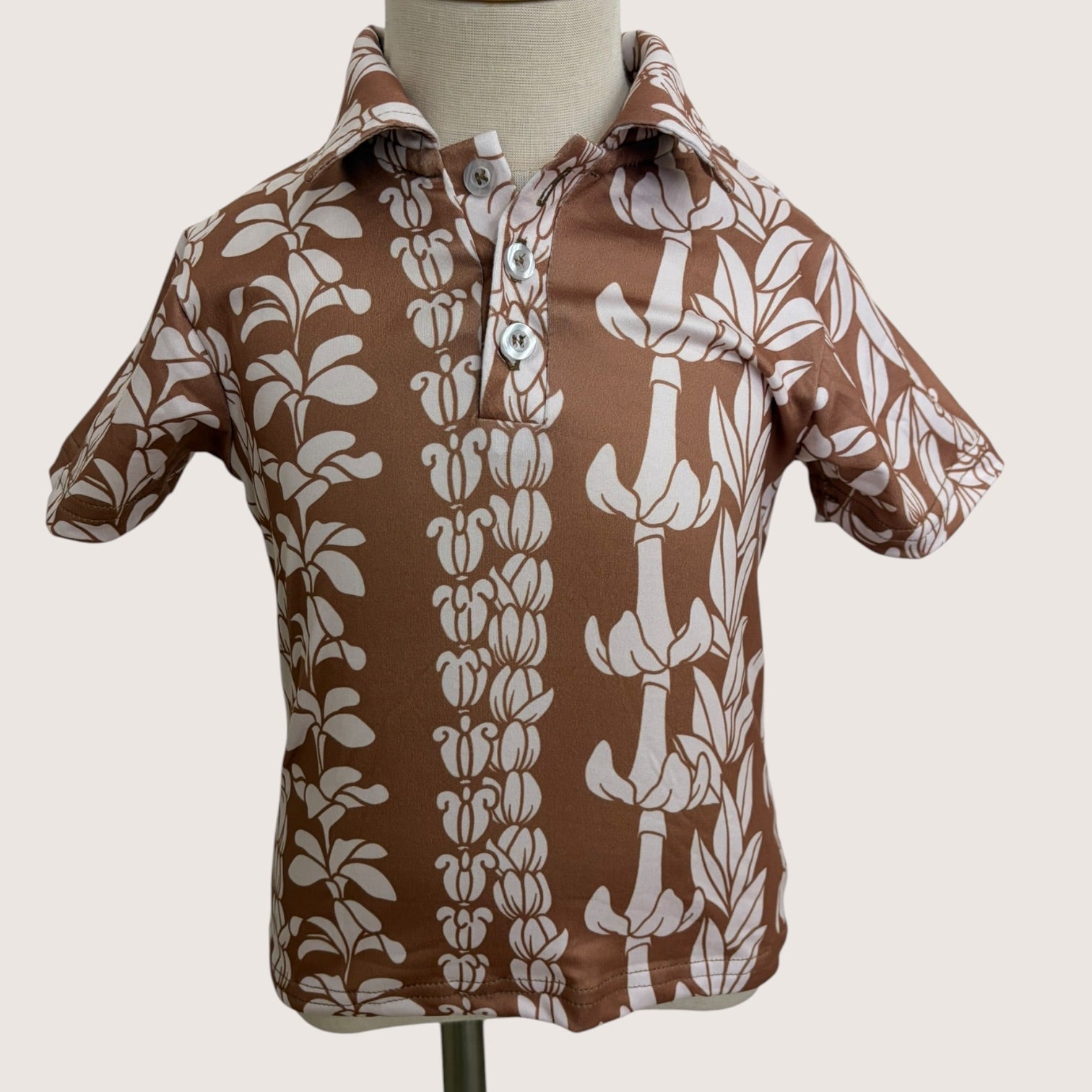 Brown Lei collared shirt - Sweet Sweet Honey Hawaii