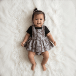 Brown Mauna lani Denim Quilt Ruffled Onesie - Sweet Sweet Honey Hawaii