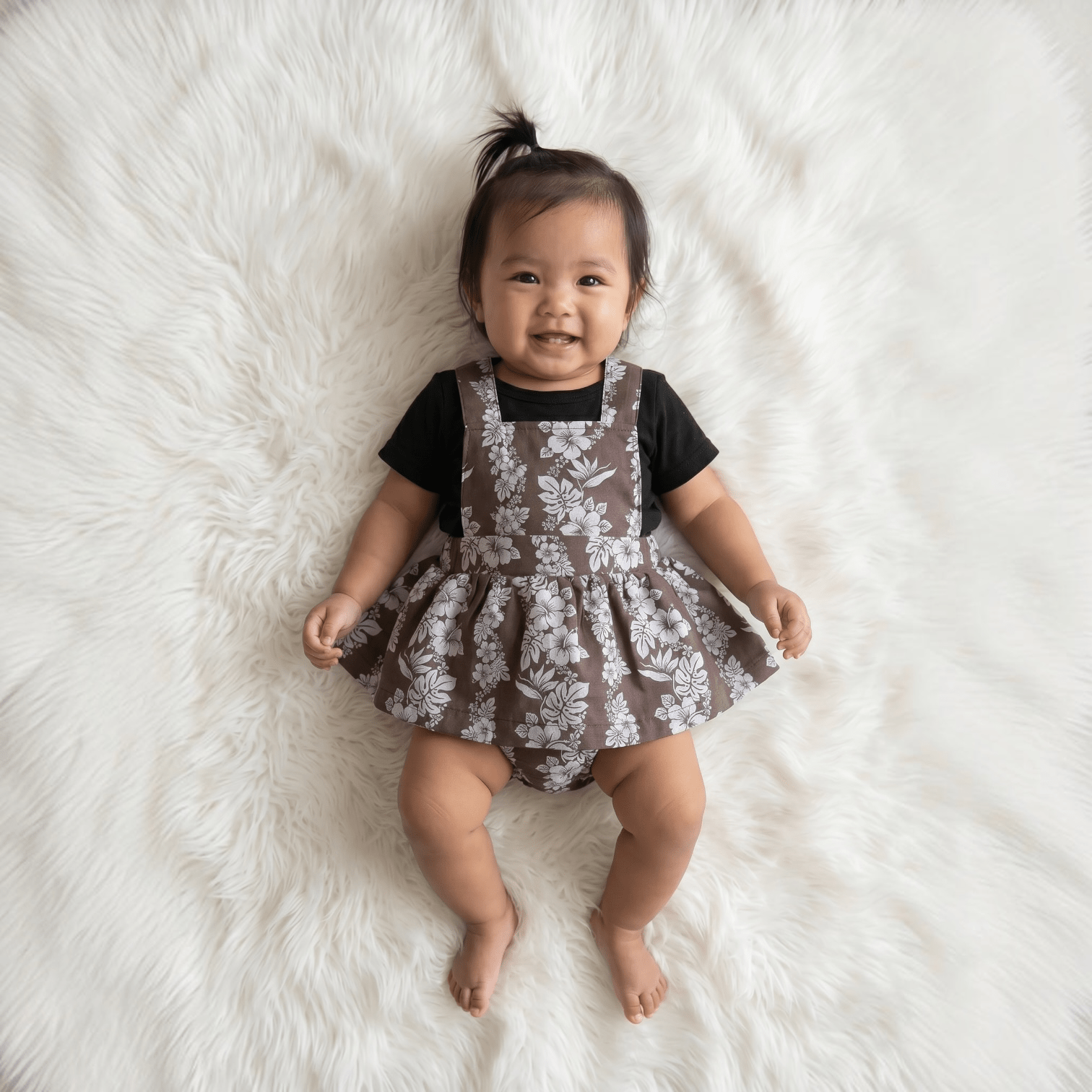Brown Mauna lani Denim Quilt Ruffled Onesie - Sweet Sweet Honey Hawaii