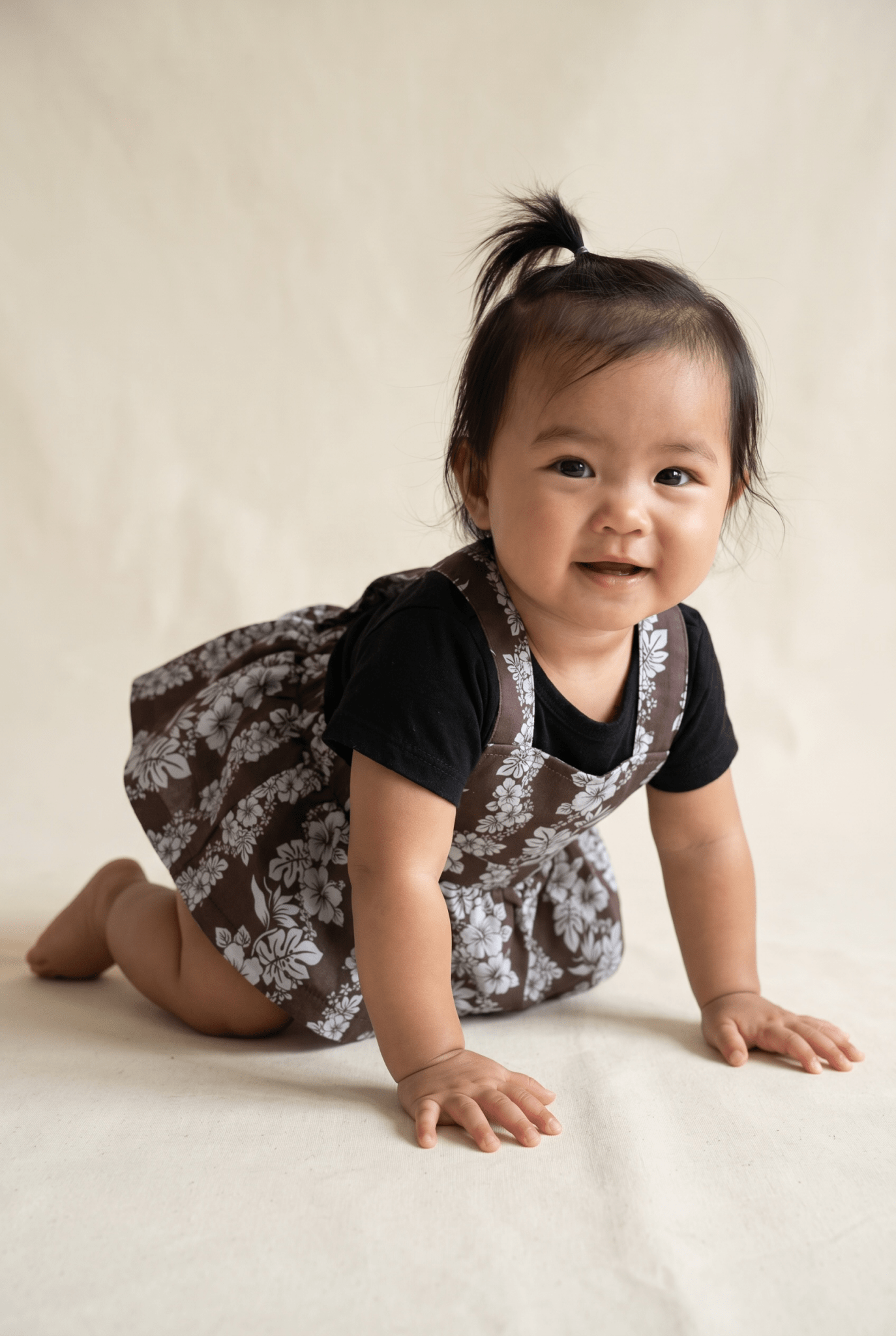 Brown Mauna lani Denim Quilt Ruffled Onesie - Sweet Sweet Honey Hawaii