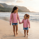 Brown/Pink Lei aloha Dri Fit hooded Long sleeve - Sweet Sweet Honey Hawaii