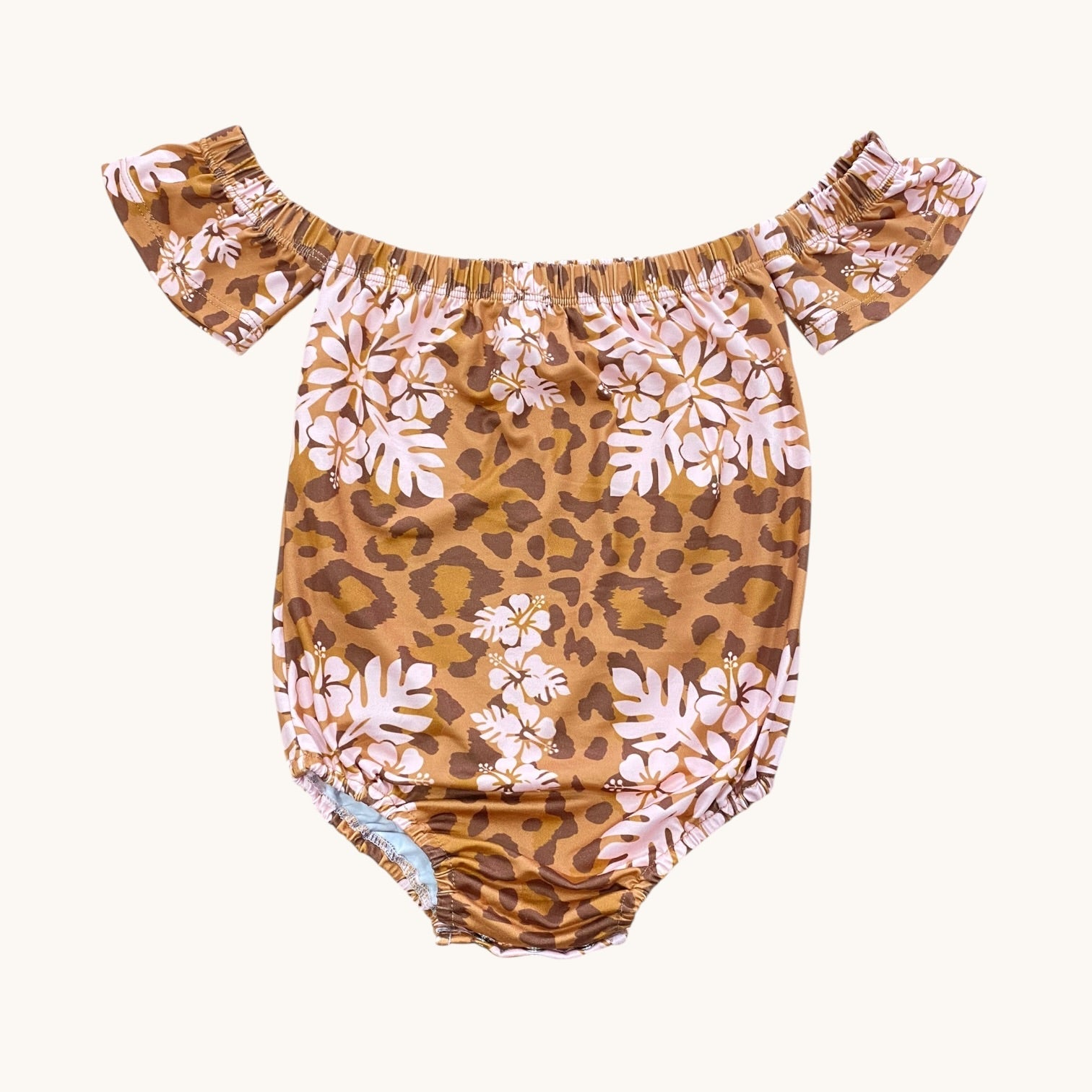 Cheetah Hibiscus Off the shoulder Onesie - Sweet Sweet Honey Hawaii