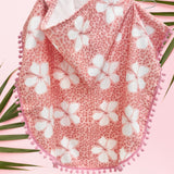 Cheetah hibiscus Pom Pom Hooded Towel - Sweet Sweet Honey Hawaii