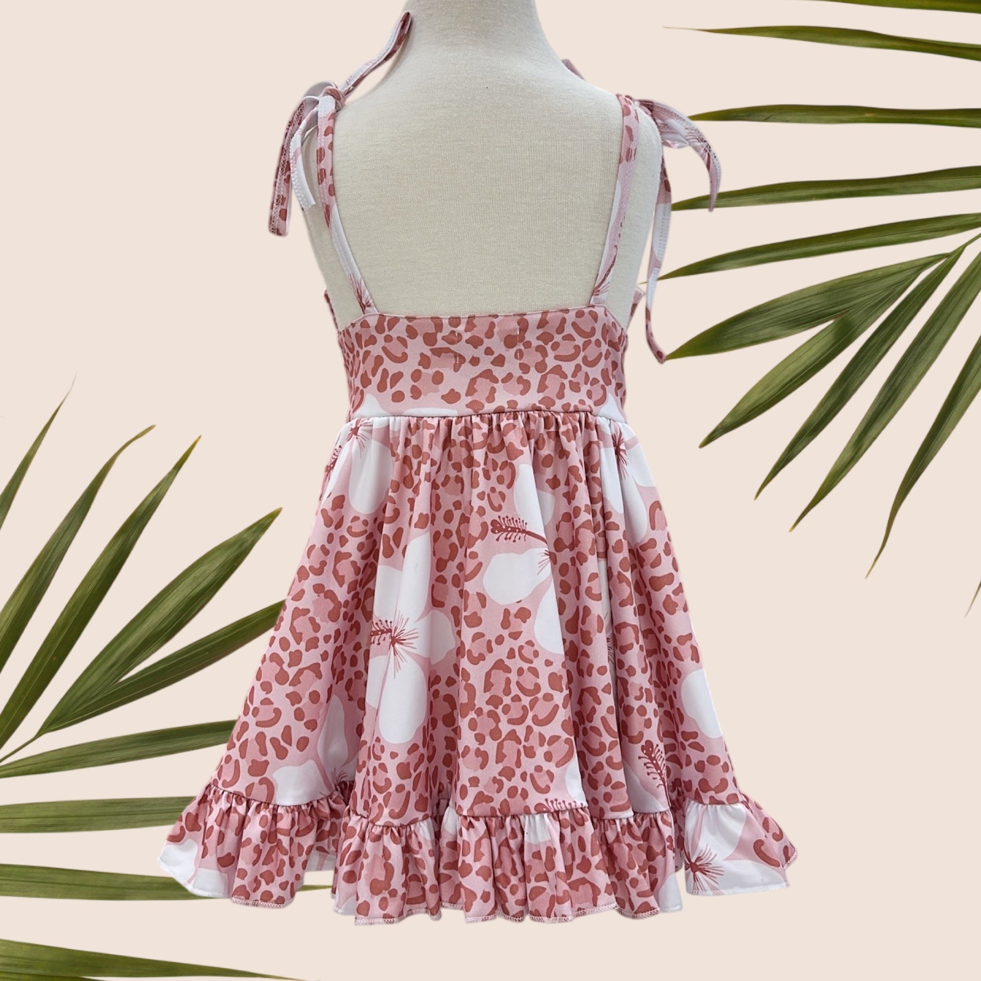 Cheetah Hibiscus Shoulder Tie Dress - Sweet Sweet Honey Hawaii