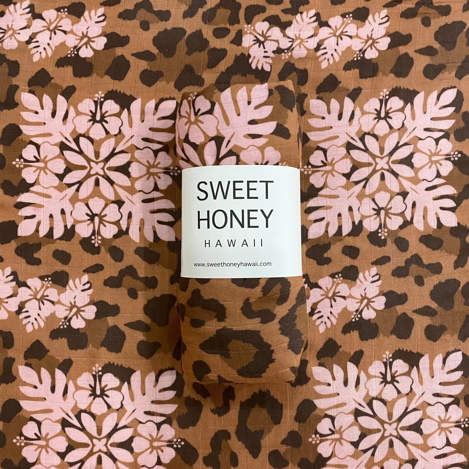 Cheetah Hibiscus Swaddle Blanket - Sweet Sweet Honey Hawaii