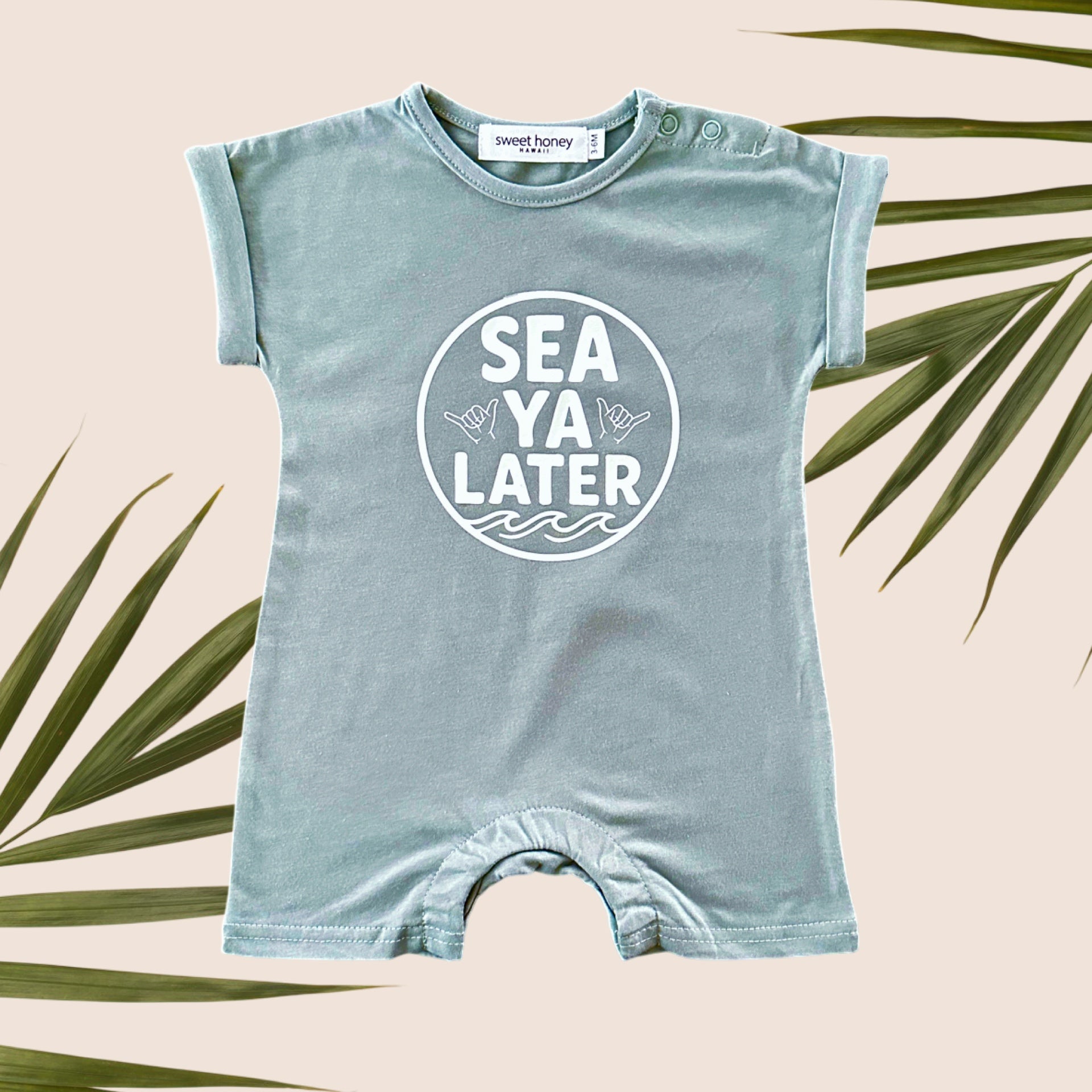 Circle Sea ya later Sage Green Tee jumpsuit - Sweet Sweet Honey Hawaii