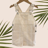 Cream Denim Quilt Short Overalls - Sweet Sweet Honey Hawaii