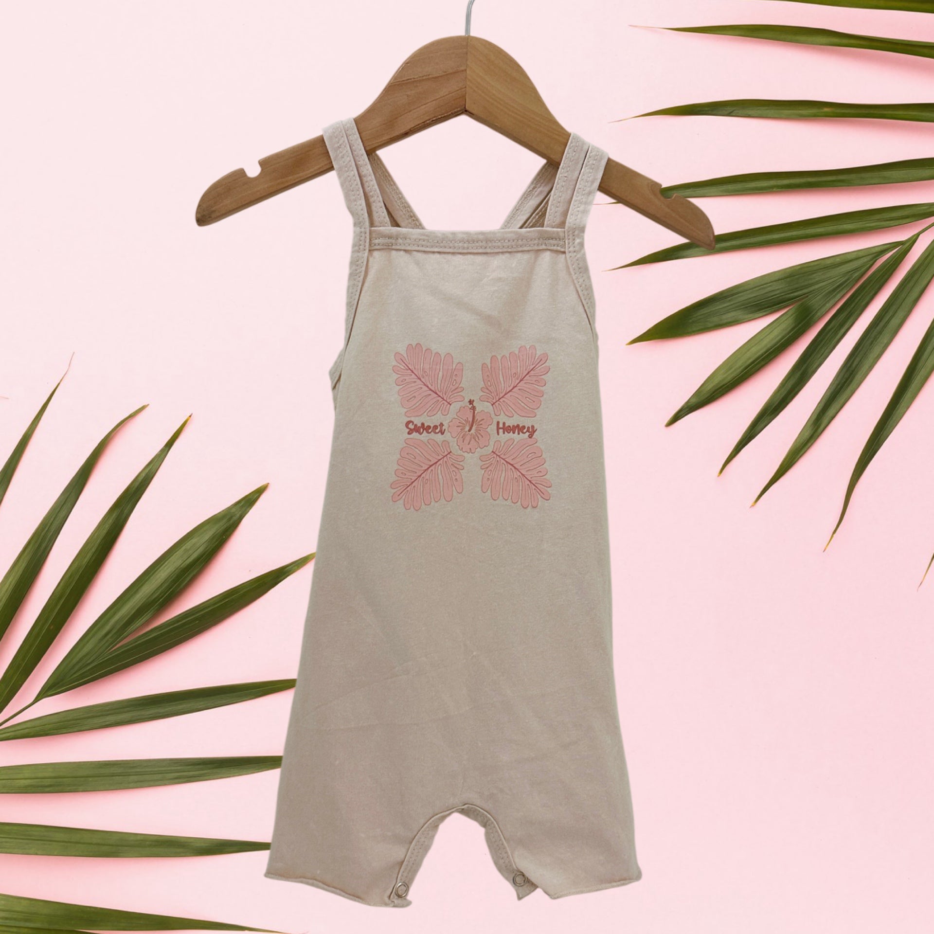 Cream Hibiscus Quilt Xback Jumpsuit - Sweet Sweet Honey Hawaii