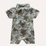 Digital Camo Monstera Collared Jumpsuit - Sweet Sweet Honey Hawaii