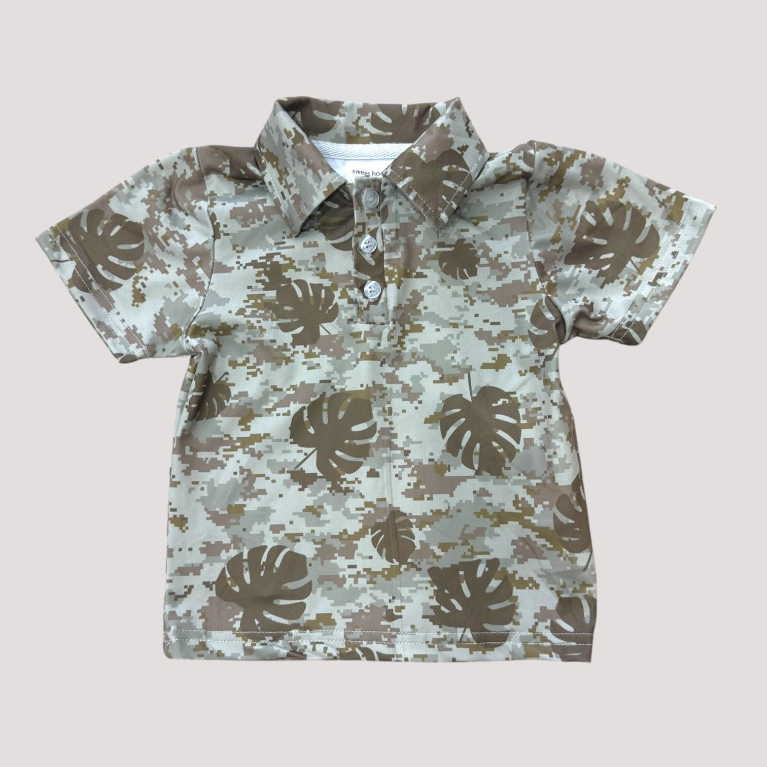 Digital Camo Monstera collared shirt - Sweet Sweet Honey Hawaii