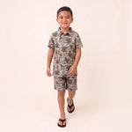 Digital Camo Monstera collared shirt - Sweet Sweet Honey Hawaii