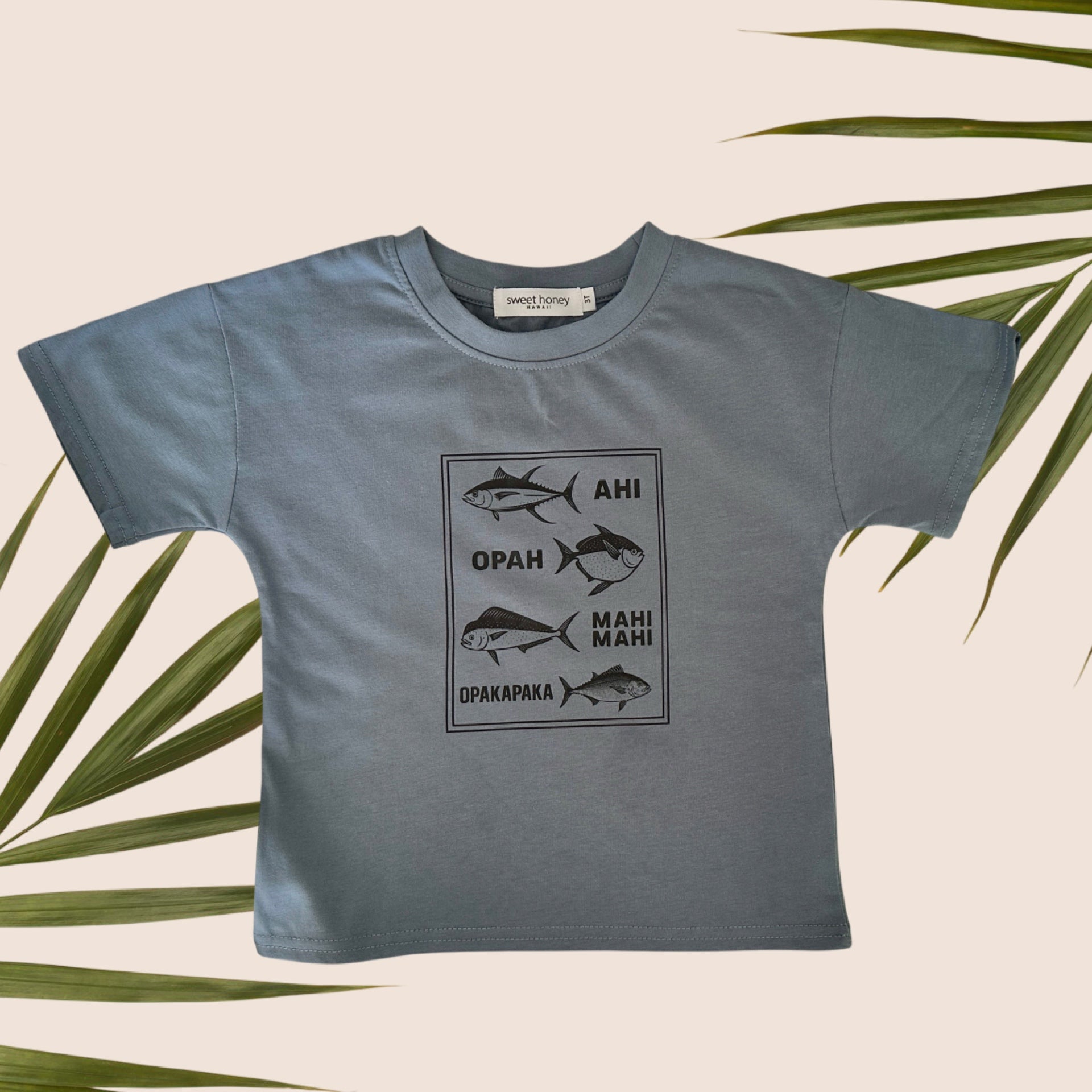 Fish Chart Blue Tee - Sweet Sweet Honey Hawaii