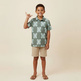 Green 'Ilima Quilt collared shirt - Sweet Sweet Honey Hawaii