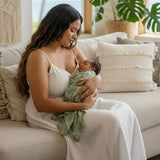 Green Monstera Swaddle Blanket - Sweet Sweet Honey Hawaii