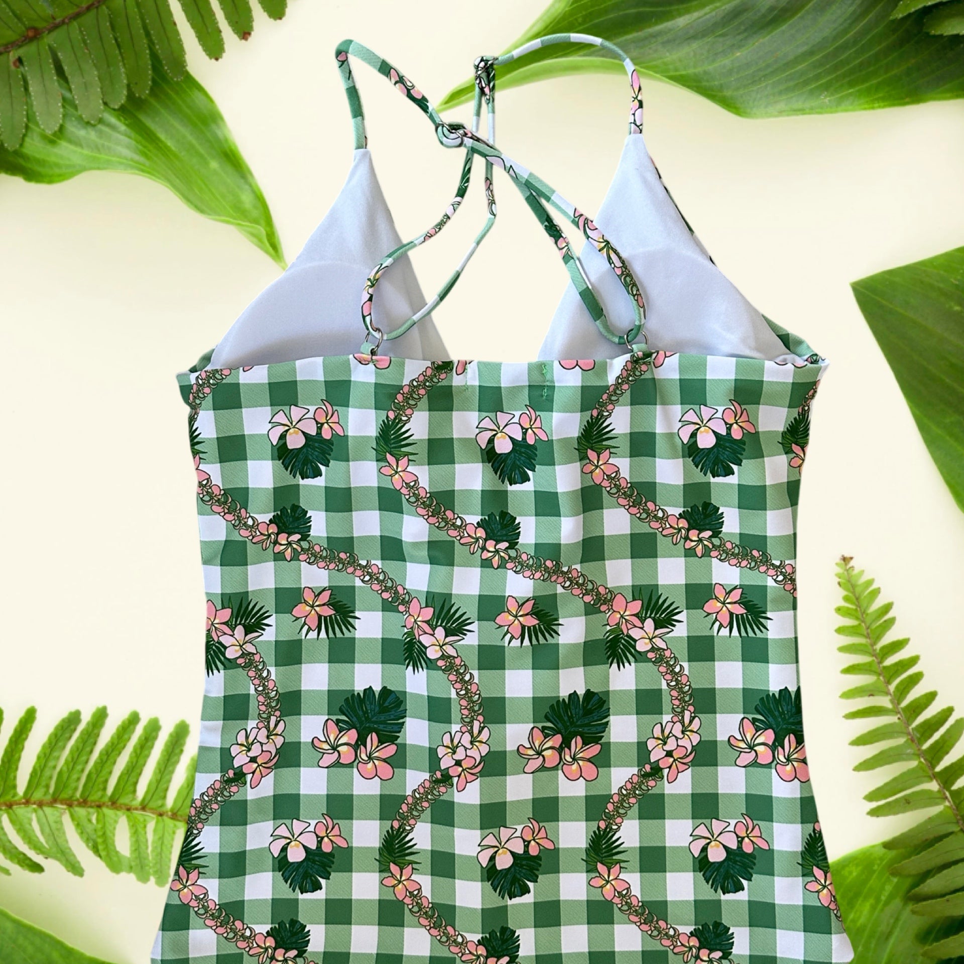 Green Plumeria Gingham Gabby Bikini - Sweet Sweet Honey Hawaii