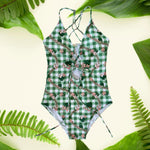 Green Plumeria Gingham Gabby Bikini - Sweet Sweet Honey Hawaii