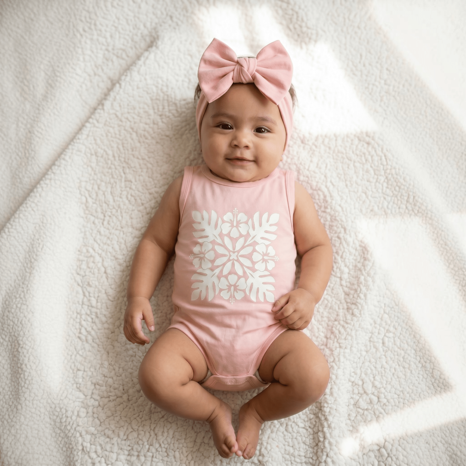 Hibiscus Quilt Pink Tank onesie - Sweet Sweet Honey Hawaii