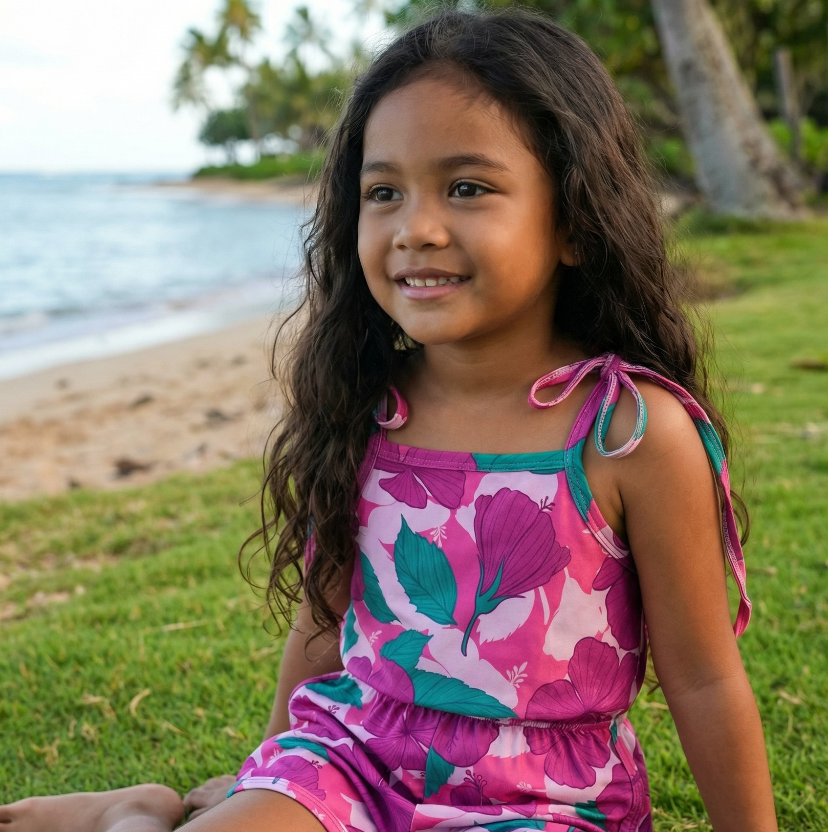 Island Pink Hibiscus Haleiwa Romper - Sweet Sweet Honey Hawaii