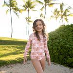 Kanani Monstera Long Sleeve Swimsuit - Sweet Sweet Honey Hawaii