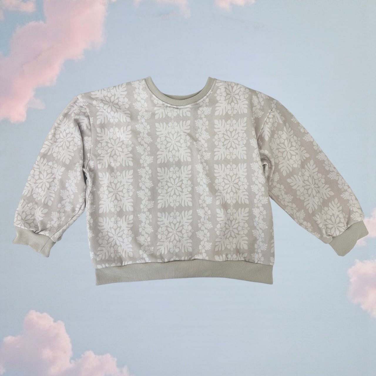 Kid's Grey Quilt Crewneck Sweater - Sweet Sweet Honey Hawaii