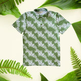 Lei Hiwa Green Men's Collared Shirt - Sweet Sweet Honey Hawaii