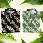 Lei Hiwa Green Men's Collared Shirt - Sweet Sweet Honey Hawaii