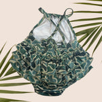 Mahi Mahi Green Camo Ruffle Halter Romper - Sweet Sweet Honey Hawaii