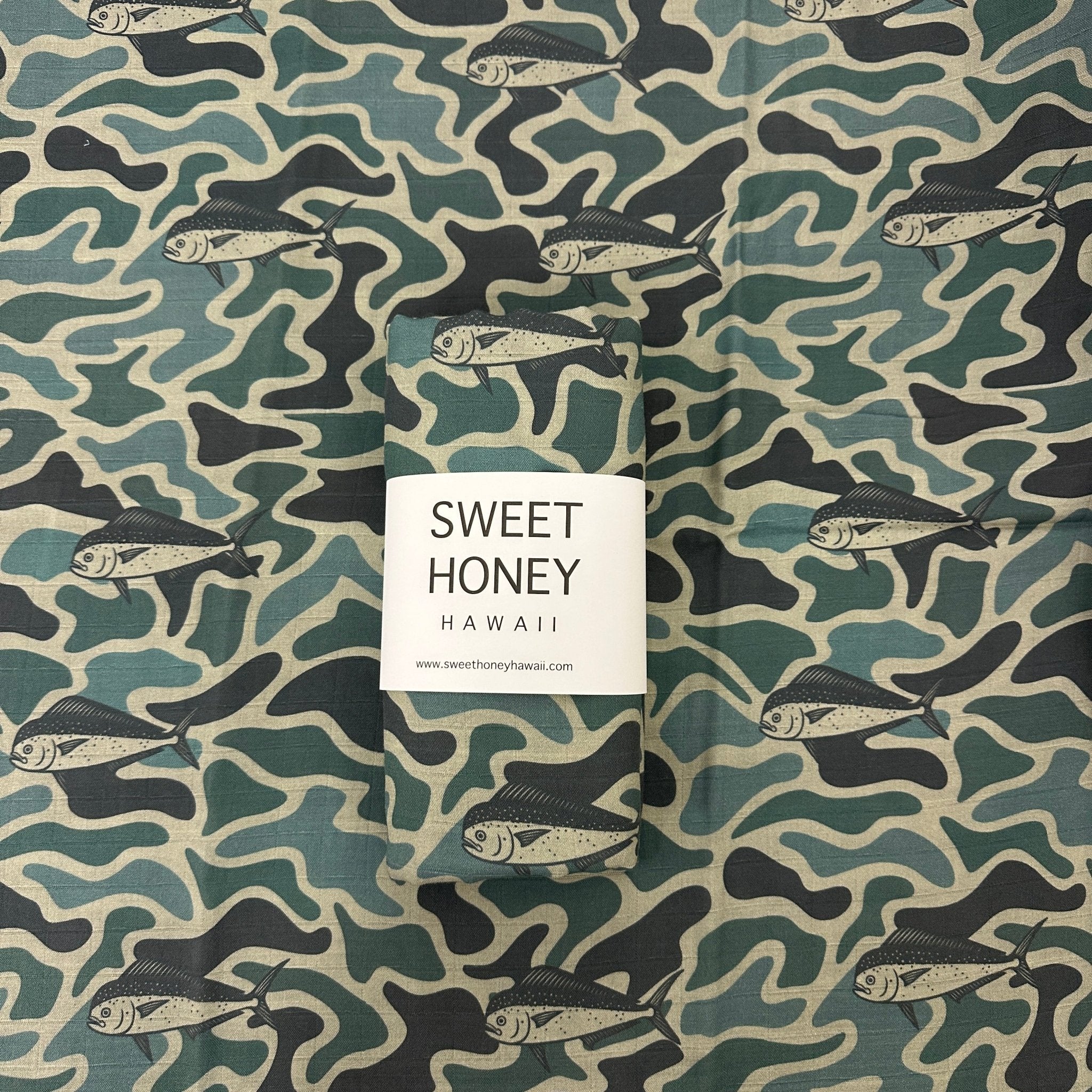 Mahi Mahi Green Camo Swaddle Blanket - Sweet Sweet Honey Hawaii