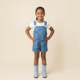 Midnight Blue Hibiscus Denim Short Overalls - Sweet Sweet Honey Hawaii