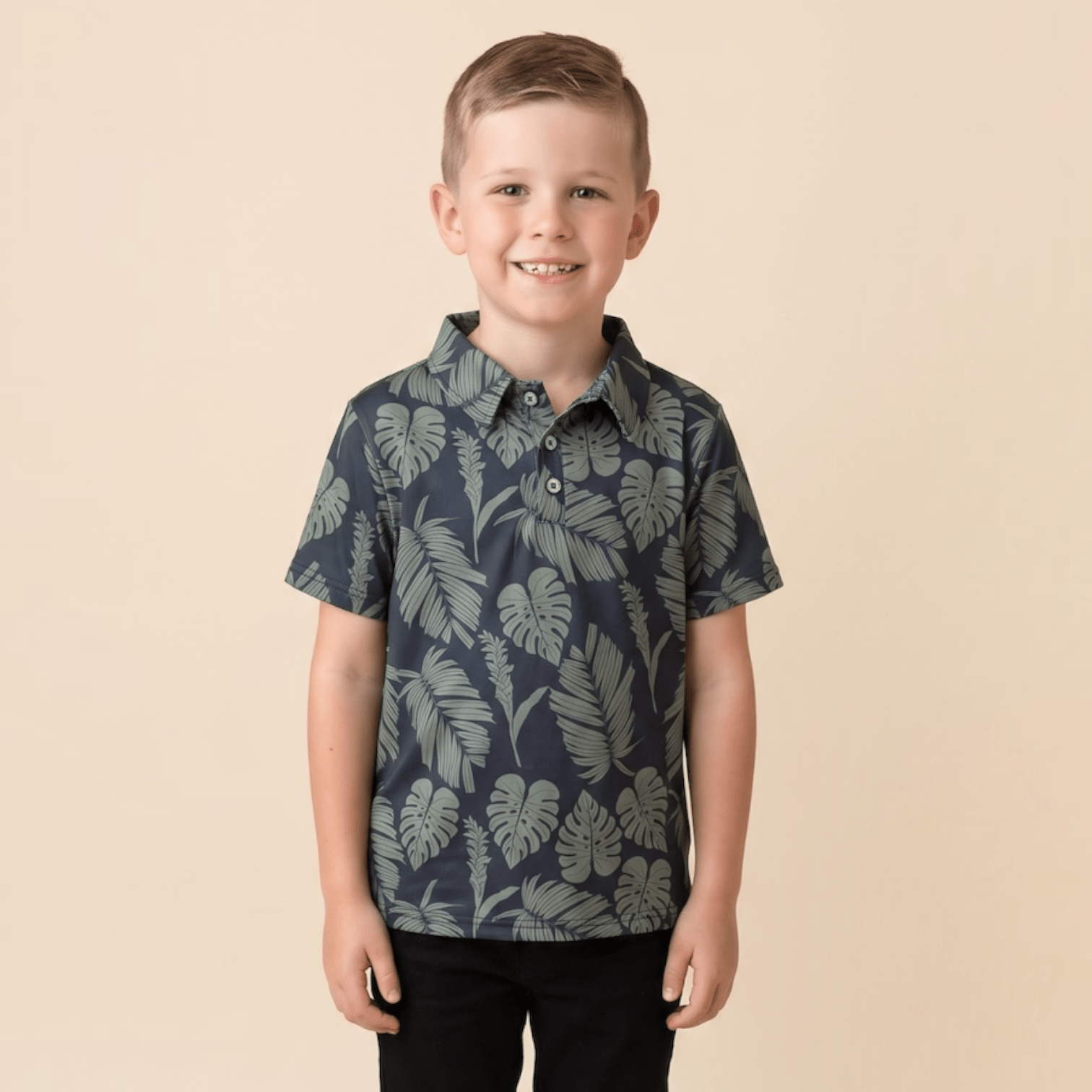 Midnight Palm collared shirt - Sweet Sweet Honey Hawaii