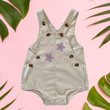 Pink and Purple Plumeria Cream Sailor romper