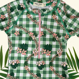 Plumeria Gingham Long Sleeve Swimsuit
